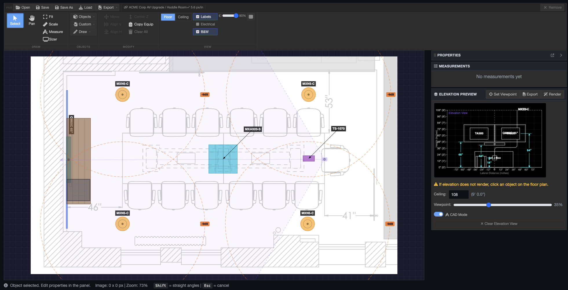 Draw and Measure tool with floor plans and elevation drawings